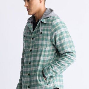 Buffalo David Bitton Men's Jakeim Long Sleeve Plaid Flannel Hooded Shirt-Jacket